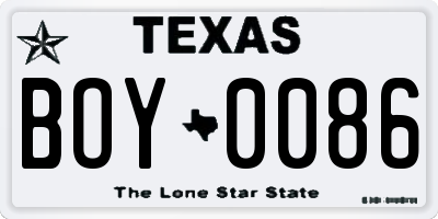 TX license plate BOY0086