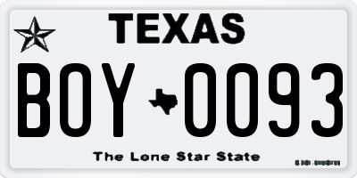 TX license plate BOY0093