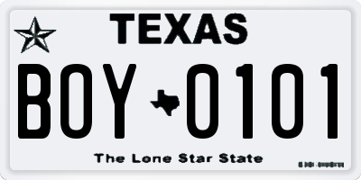 TX license plate BOY0101