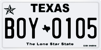 TX license plate BOY0105