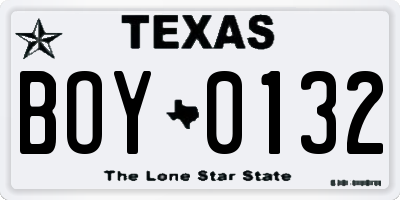 TX license plate BOY0132