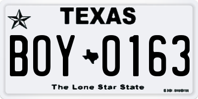 TX license plate BOY0163