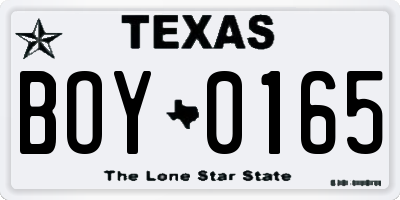 TX license plate BOY0165