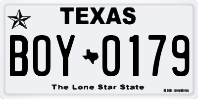 TX license plate BOY0179