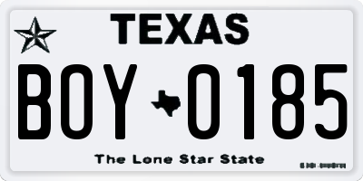 TX license plate BOY0185