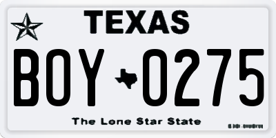 TX license plate BOY0275