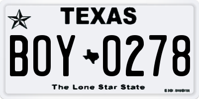 TX license plate BOY0278