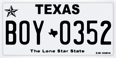 TX license plate BOY0352