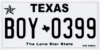 TX license plate BOY0399