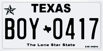 TX license plate BOY0417