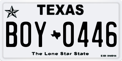 TX license plate BOY0446
