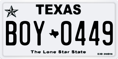TX license plate BOY0449