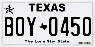 TX license plate BOY0450