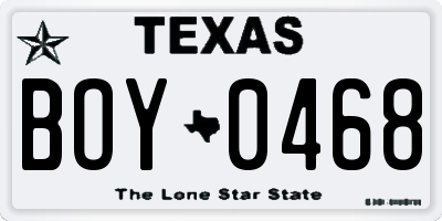 TX license plate BOY0468