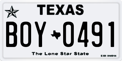 TX license plate BOY0491