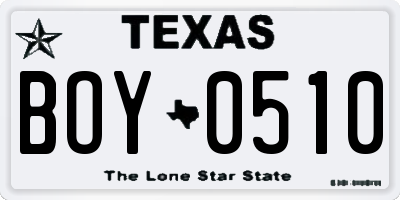 TX license plate BOY0510