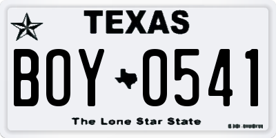 TX license plate BOY0541