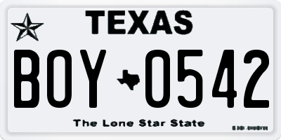 TX license plate BOY0542