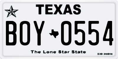 TX license plate BOY0554