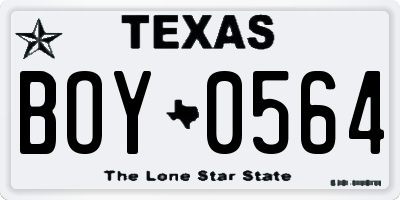 TX license plate BOY0564