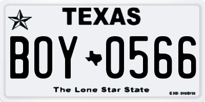 TX license plate BOY0566
