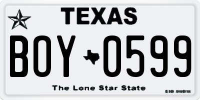 TX license plate BOY0599