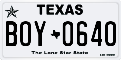 TX license plate BOY0640