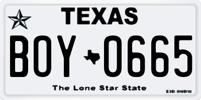 TX license plate BOY0665