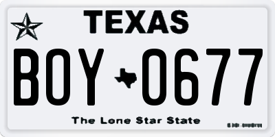 TX license plate BOY0677