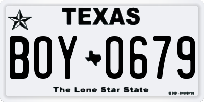TX license plate BOY0679