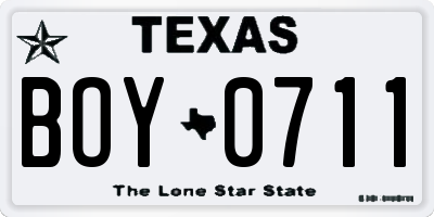 TX license plate BOY0711