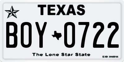 TX license plate BOY0722