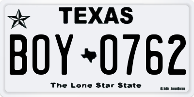 TX license plate BOY0762