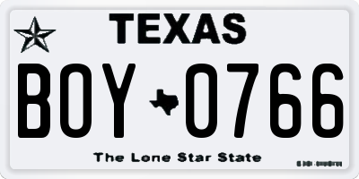 TX license plate BOY0766