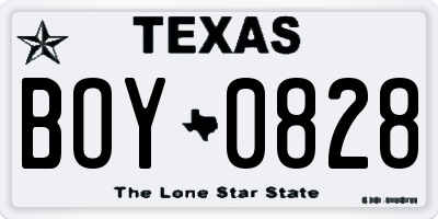 TX license plate BOY0828