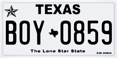TX license plate BOY0859