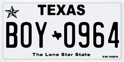 TX license plate BOY0964