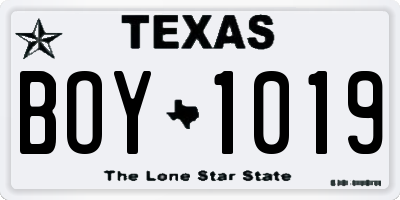 TX license plate BOY1019