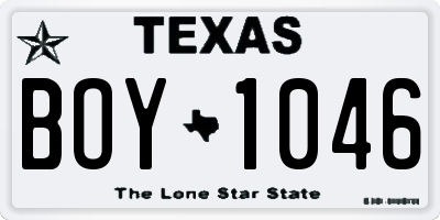 TX license plate BOY1046