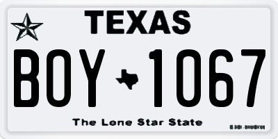 TX license plate BOY1067