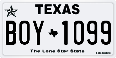 TX license plate BOY1099