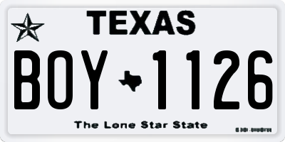 TX license plate BOY1126