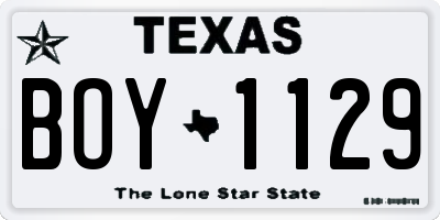 TX license plate BOY1129