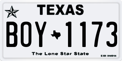 TX license plate BOY1173