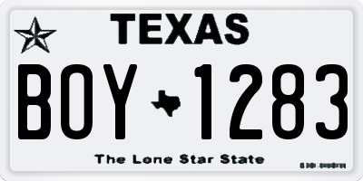 TX license plate BOY1283