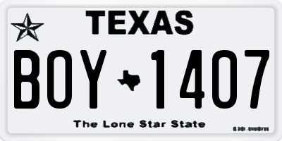 TX license plate BOY1407