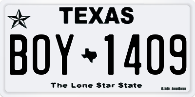 TX license plate BOY1409