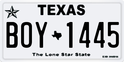 TX license plate BOY1445