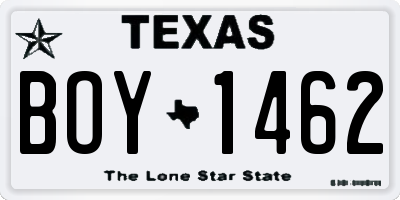 TX license plate BOY1462