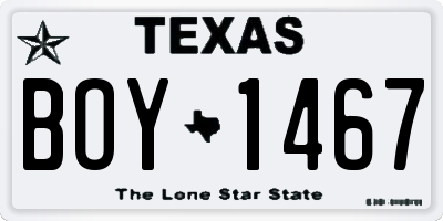 TX license plate BOY1467
